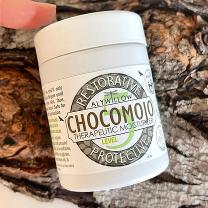 CHOCOMOJO Level 5 moisturizer on bark