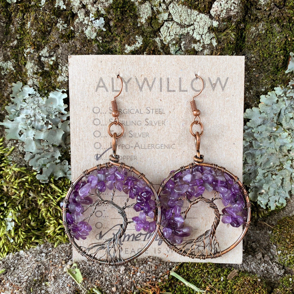 Tree of Life Copper Earrings - Alywillow